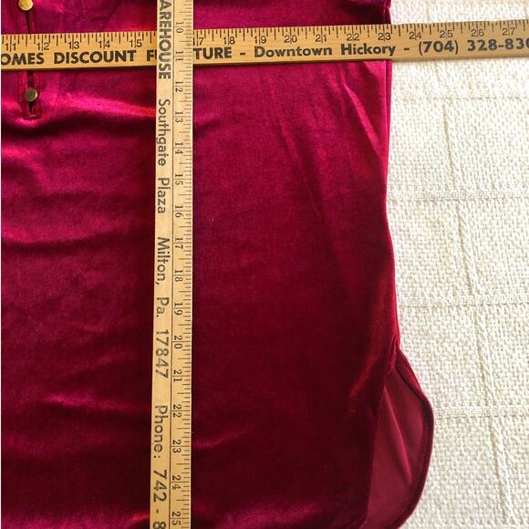 Red Velvet Ruffle Neck Blouse XL Long Sleeve Top Holiday Party Romantic Goth - Picture 10 of 10